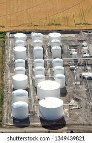 A Gasoline And Diesel Fuel Storage Tank Farm At The Termination Point Of An Underground Fuel Pipeline.