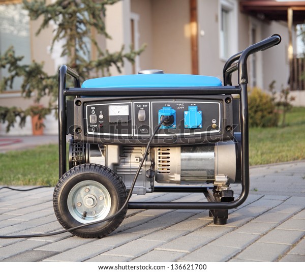 Gasoline powered\
portable generator at\
home.