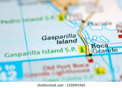 Gasparilla Island. Florida. USA On A Map