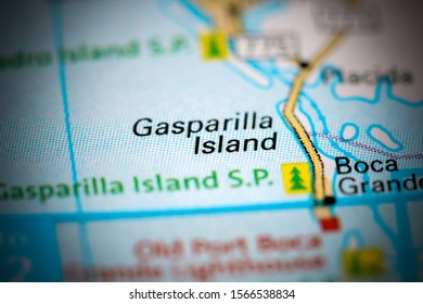 Gasparilla Island. Florida. USA On A Map