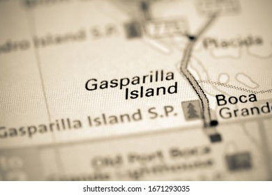 Gasparilla Island. Florida. USA On A Map