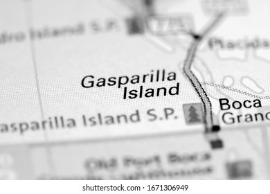 Gasparilla Island. Florida. USA On A Map