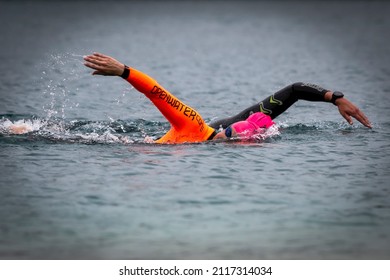 Gasselte, Drenthe, Netherlands - 07-07-2019: Open Water Swim Competitors.