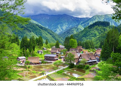 Gassho-zukuri houses in Gokayama Village. Gokayama has been inscribed on the UNESCO World Heritage List due to its traditional Gassho-zukuri houses, alongside nearby Shirakawa-go in Gifu Prefecture.