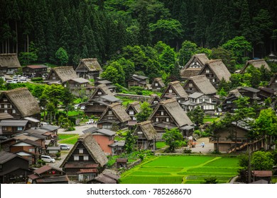 Gassho-zukuri houses in Gokayama Village. Gokayama has been inscribed on the UNESCO World Heritage List due to its traditional Gassho-zukuri houses, alongside nearby Shirakawa-go in Gifu Prefecture.