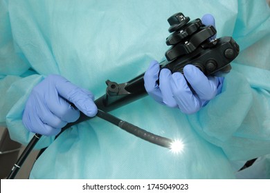 gastrointestinal endoscope in doctor's hands