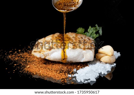 Similar – Image, Stock Photo Marinated heart-shaped chicken breast fillet with rubbing brush