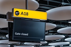 Gate Closed Airport Flight Gate Information Board