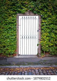 A Gate In A Hedge Outside A Luxury Home, With Isolated Background