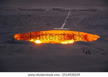 The gate to hell aka burning gas crater in Darvaza, Turkmenistan Stock photo © 
