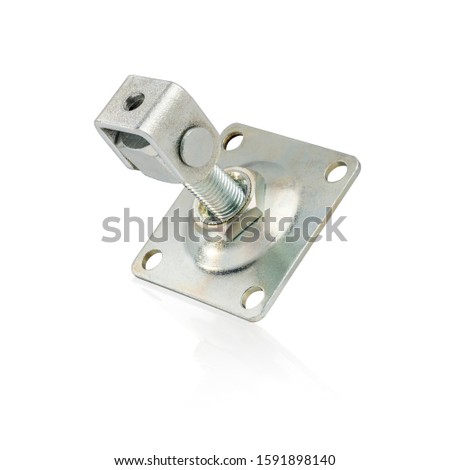 Gate hinge islated on white background. Adjustable gate hinge