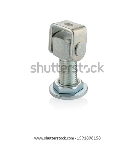 Gate hinge islated on white background. Adjustable gate hinge