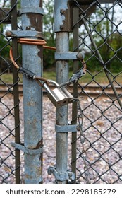 Gate locked using padlock   chain 