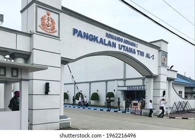 The Gate Of The Main Base Of The Indonesian National Armed Forces (TNI AL) I, Medan, Indonesia, Circa April 2021