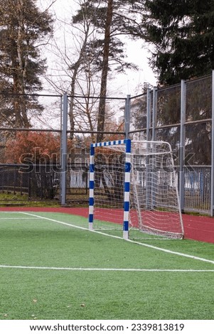 The gate on the football field in stadiun
