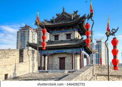 Gate Tower On Ancient Wall At Xian China