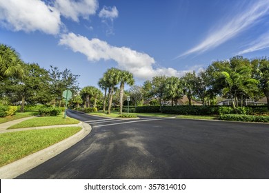 Gated Community Road In South Florida