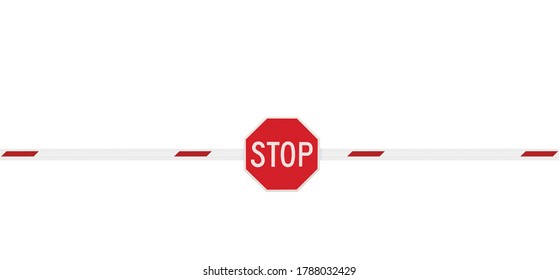 Gated Road Stop Sign Barrier Isolated Closeup, Roadway Gate Bar White Red Expressway Traffic Turnpike Toll Vehicle Security Point Gateway Halt Warning Express Way Entrance Checkpoint Closed Entry