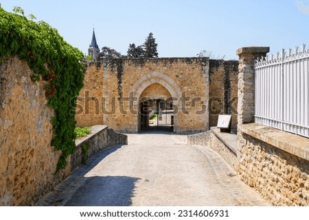 Gatehouse of the medieval castle of Brie Comte Robert in the French department of Seine et Marne in the capital region of Ile-de-France near Paris