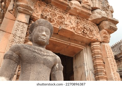 The gatekeeper statue The protector of the sacred things inside Prasat Phanom Rung, Buriram Province, Thailand