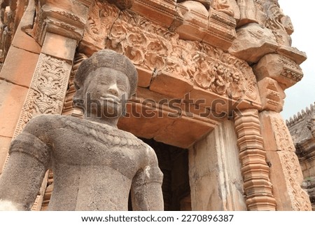 The gatekeeper statue The protector of the sacred things inside Prasat Phanom Rung, Buriram Province, Thailand