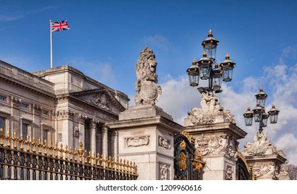The gates of Buckingham Palace, London.