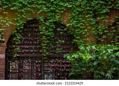 The gates in the courtyard of Juliet's house are hung with locks of love.