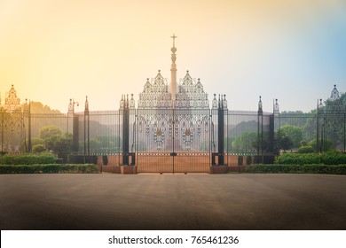 Gates At The Entrance Of The Parliament Building, Delhi - India