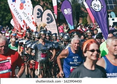 Gateshead/UK - 8th Sept 2019: Great North Run 2019 Fancy Dress Runners Roman Soldiers