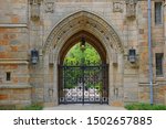 Gateway to Branford Hall in Yale University, New Haven, Connecticut, CT, USA.