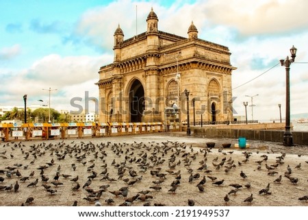 The Gateway of India, an arch-monument built in the early 20th century in the city of Mumbai, India.