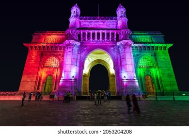 Gateway Of India At Night. Gateway Of India Is An Arch Monument In Mumbai City, Maharashtra State Of India.