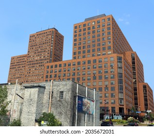 GATINEAU (HULL) QUEBEC CANADA 08 21 2021: Les Terrasses De La Chaudiere Is Government Buildings Complex As Part Of Prime Minister Pierre Trudeau For Federal Workers Based In The Quebec