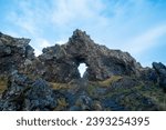 Gatklettur rock at Djúpalónssandur or the Black Lava Pearl Beach in Iceland