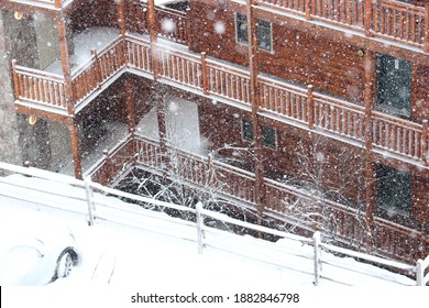 Gatlinburg, Tennessee - December 25, 2020: Snow On Christmas Morning