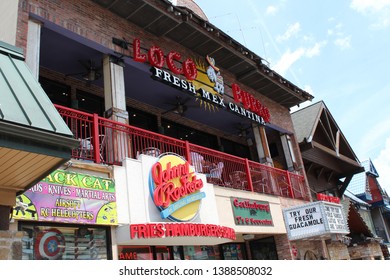 Gatlinburg, Tennessee/ USA- July 20 2018  Downtown Shops Early Morning