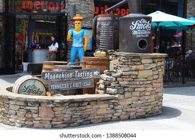 Gatlinburg, Tennessee/ USA- July 20 2018  Downtown Shops Early Morning