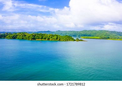 Gatun Lake Of The Panama Channel And Blue Sky