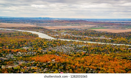 Gault Natural reserve, Canada - October 5 2018: Panoramic autumn view from the top of the Gault Natural Reserve in Quebec - Shutterstock ID 1282031065