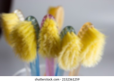 Gaussian Blur Image Of Used Tooth Brush For Hygiene Concept 