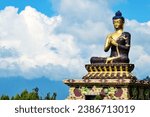 Gautam Buddha Statue in Buddha park, Ravangla South Sikkim. Tathagata Stal sky backdrop 