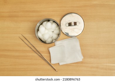 Gauze Pad With Cotton Ball Jar Top View
