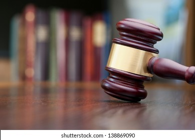 gavel and books on the table