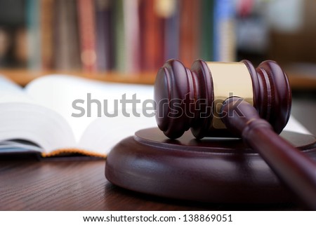 gavel and books on the table