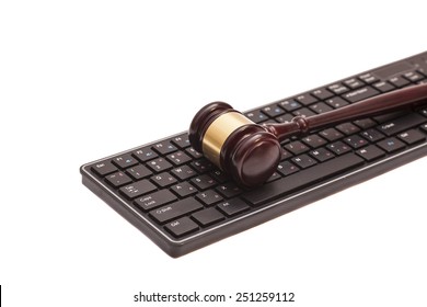 Gavel On Black Computer Keyboard 