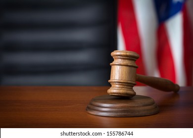 Gavel On Court Desk 