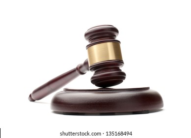 gavel and stand it on a white background
