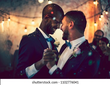 Gay Couple Dancing On Their Wedding Day