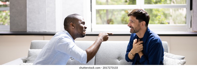 Gay Couple Fighting Each Other. Frustrated Men Arguing