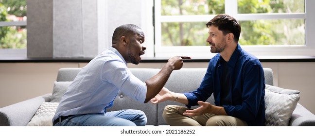 Gay Couple Fighting Each Other. Frustrated Men Arguing